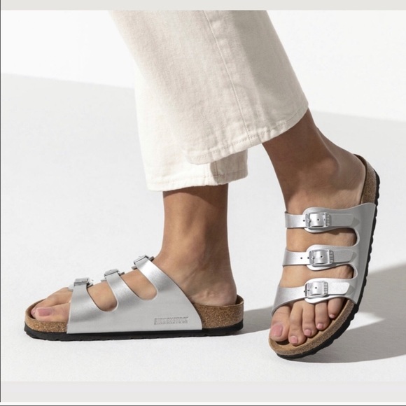 Silver florida birkenstocks Clearance